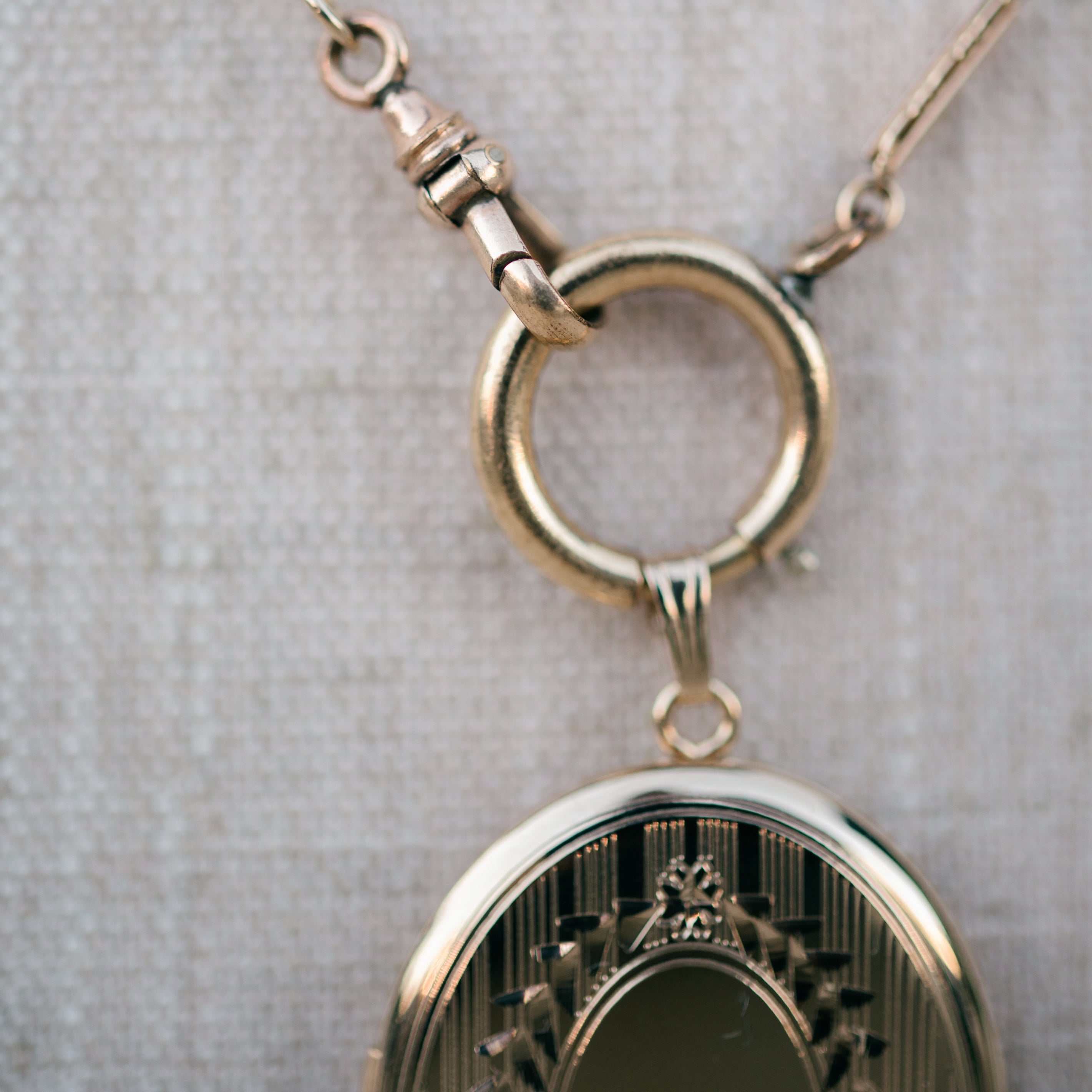 Victorian gold filled bar link chain and locket