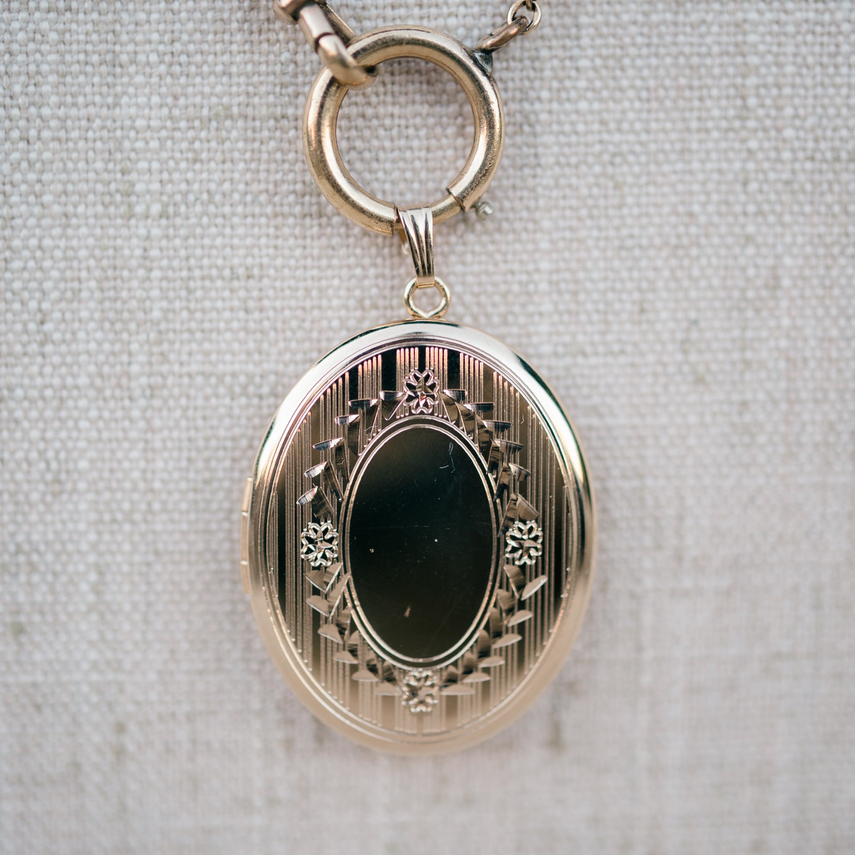 Victorian gold filled bar link chain and locket