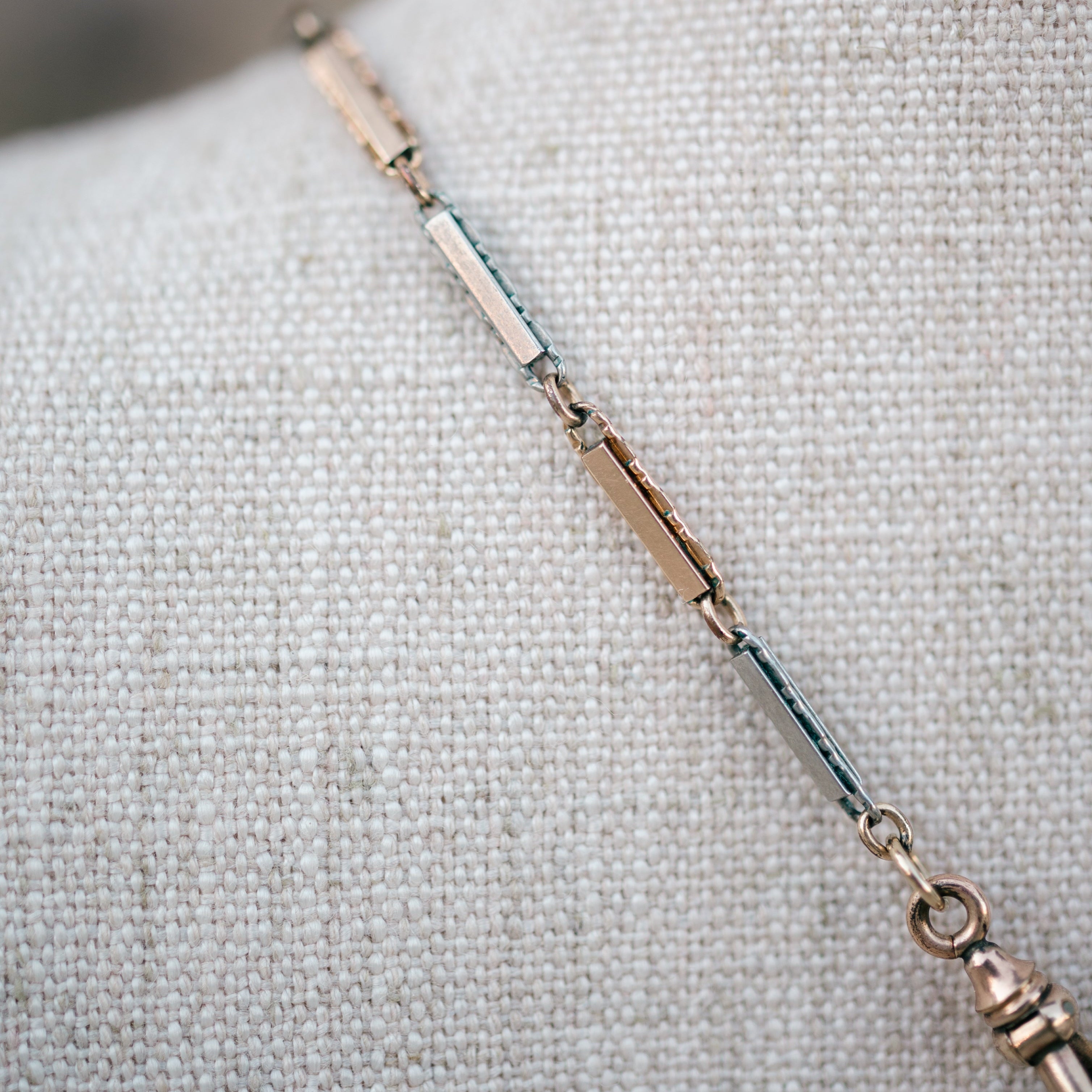 Victorian gold filled bar link chain and locket
