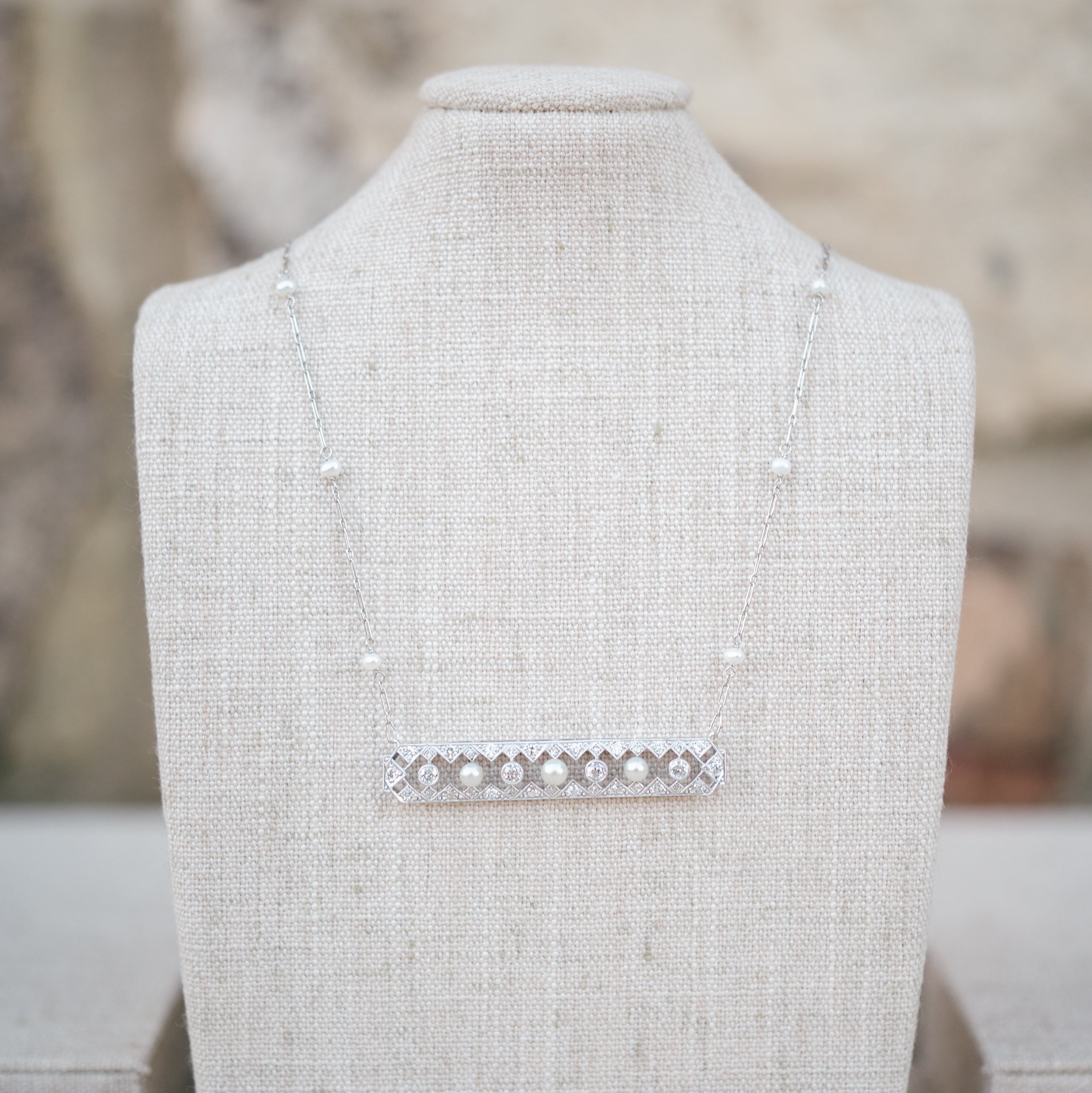 platinum diamond and pearl brooch