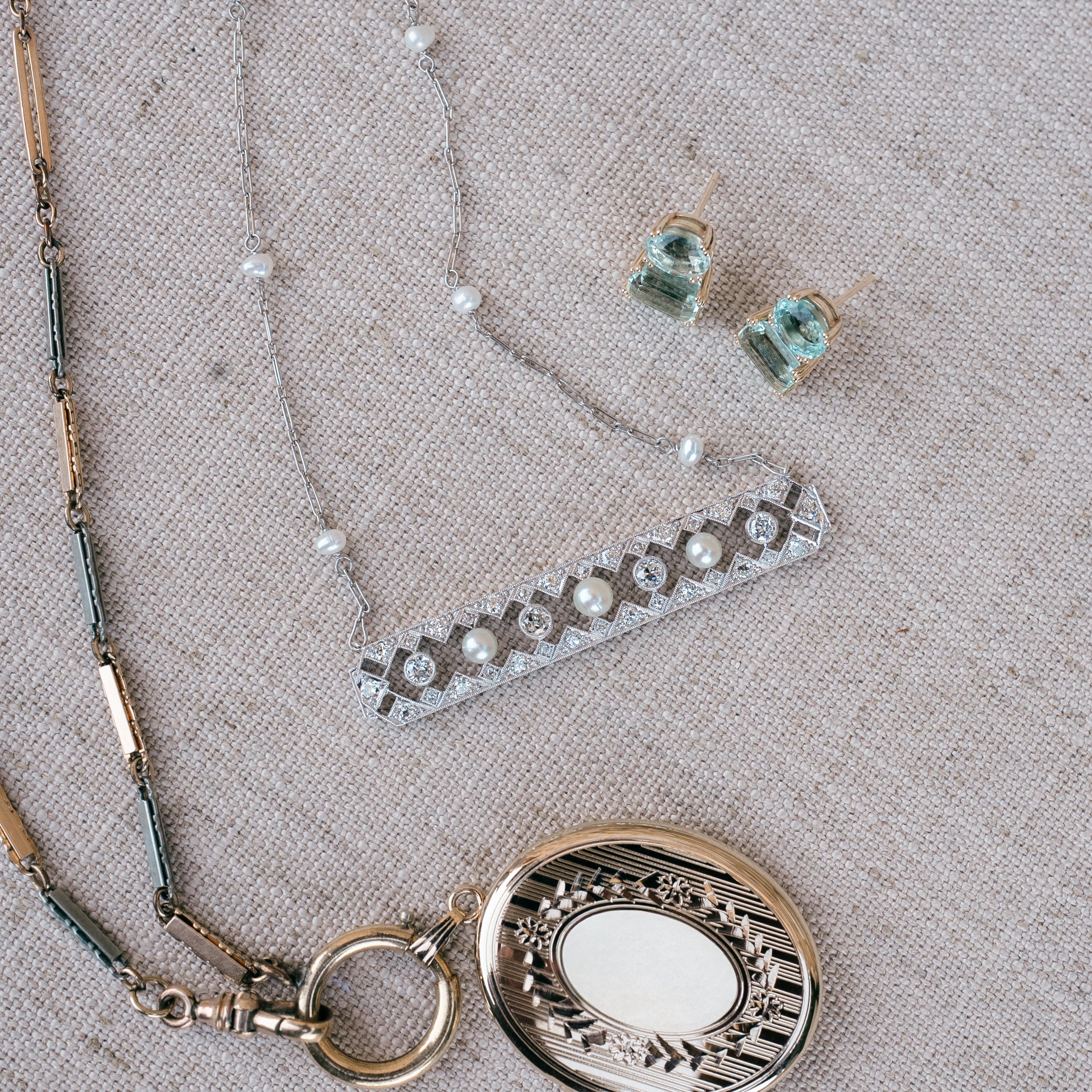 platinum diamond and pearl brooch