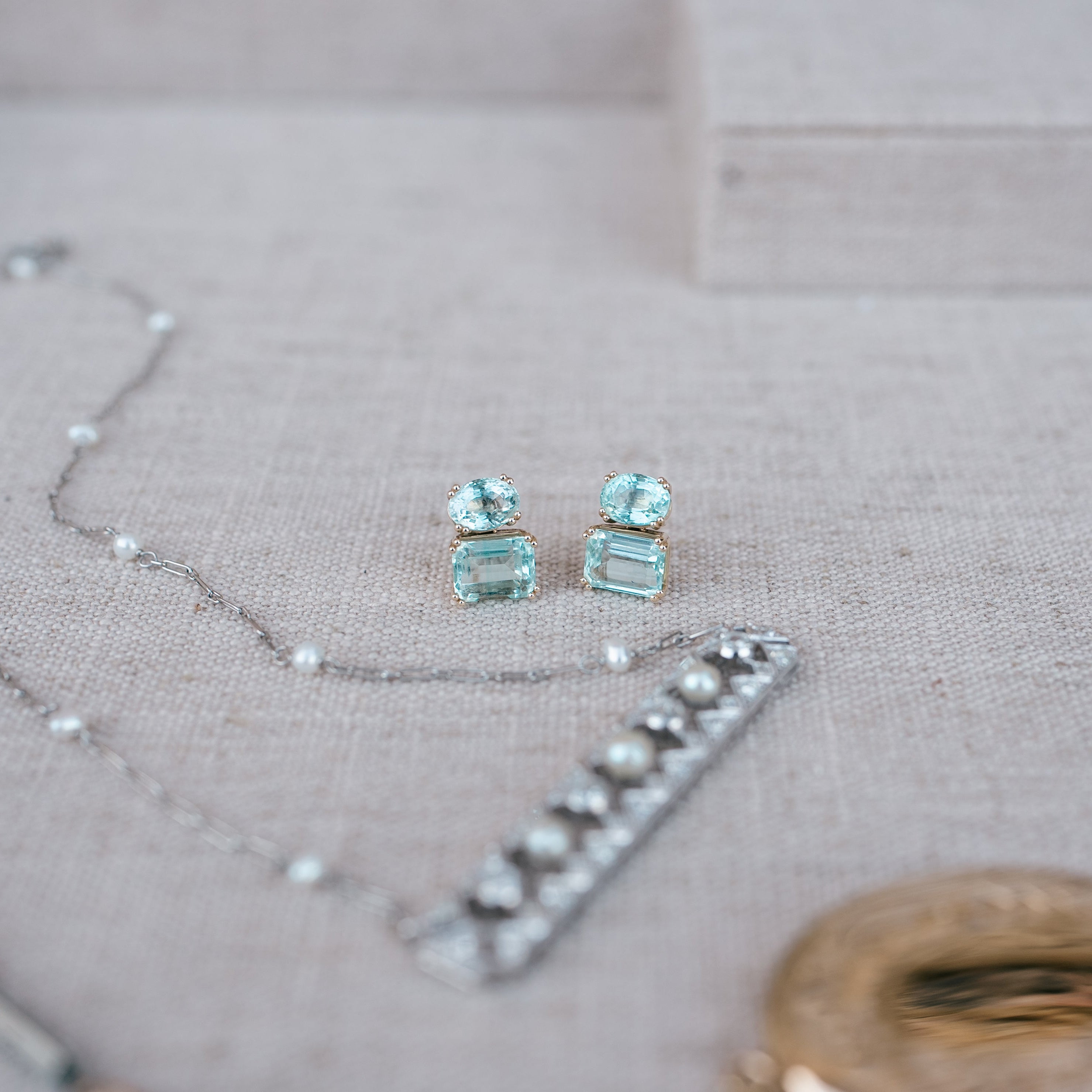 Green Aquamarine Drop Earrings