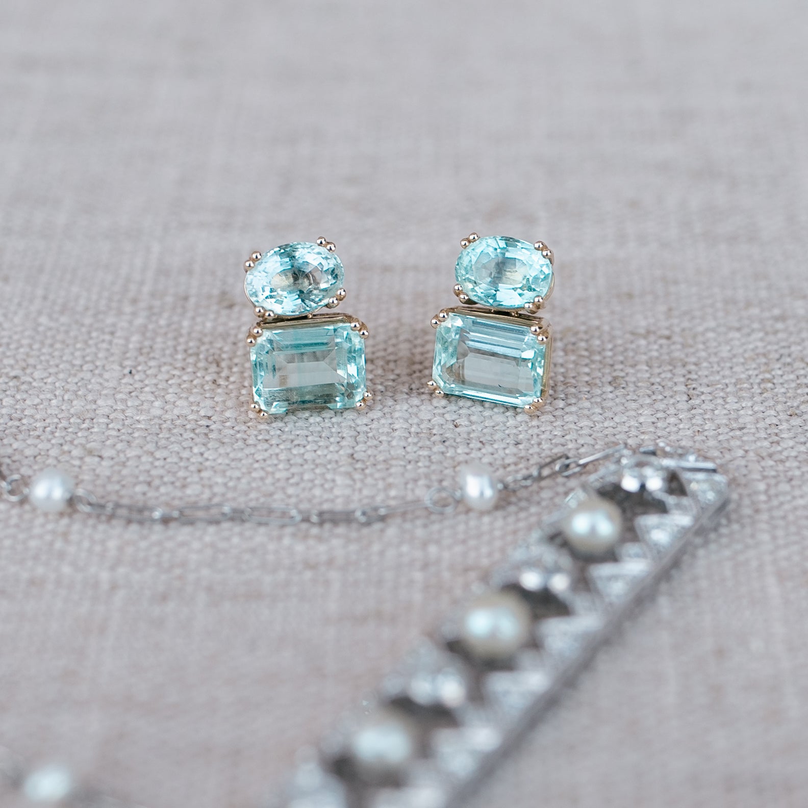Green Aquamarine Drop Earrings