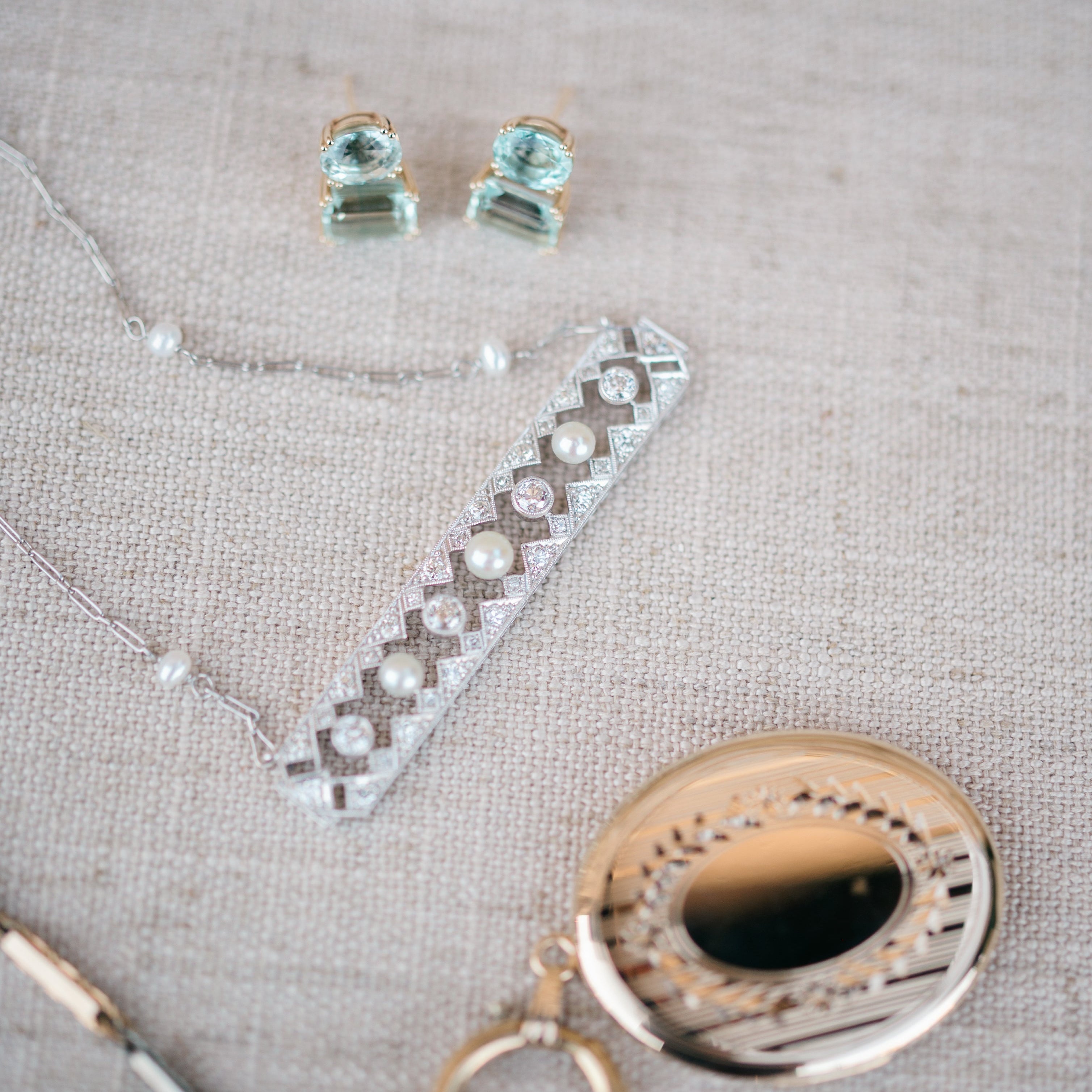 platinum diamond and pearl brooch