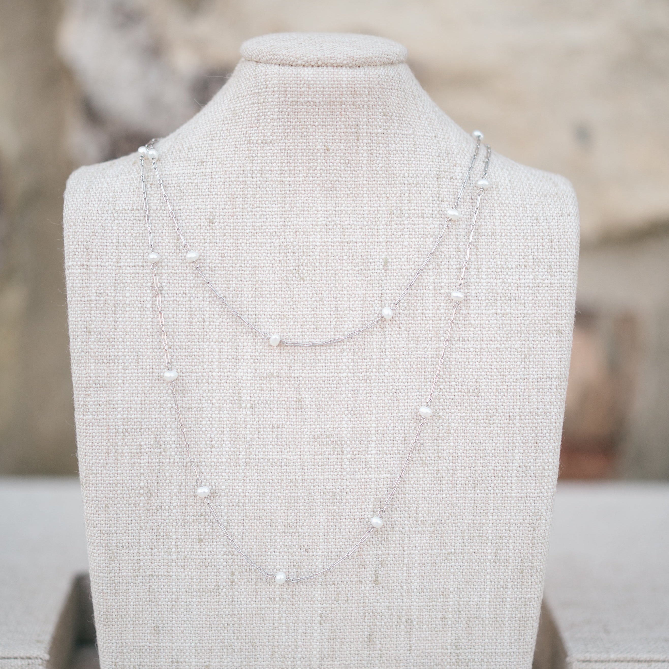 Platinum Station Pearl Necklace