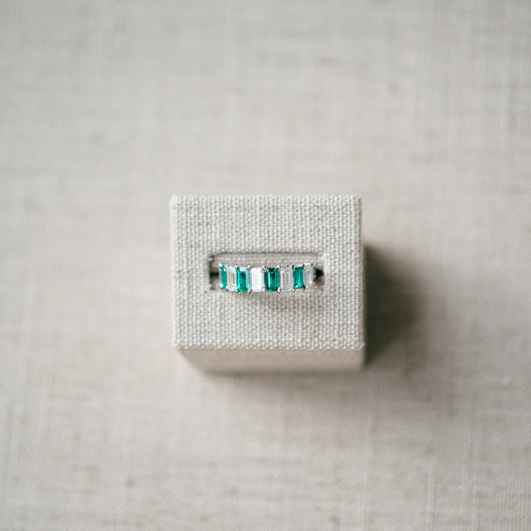 emerald and emerald cut diamond band