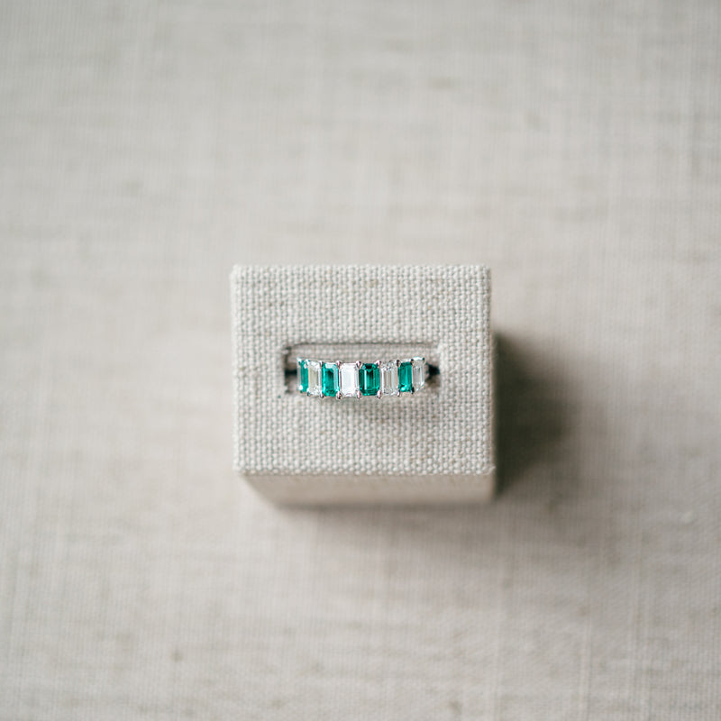 emerald and emerald cut diamond band
