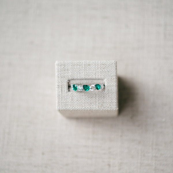 pear shaped emerald and diamond band