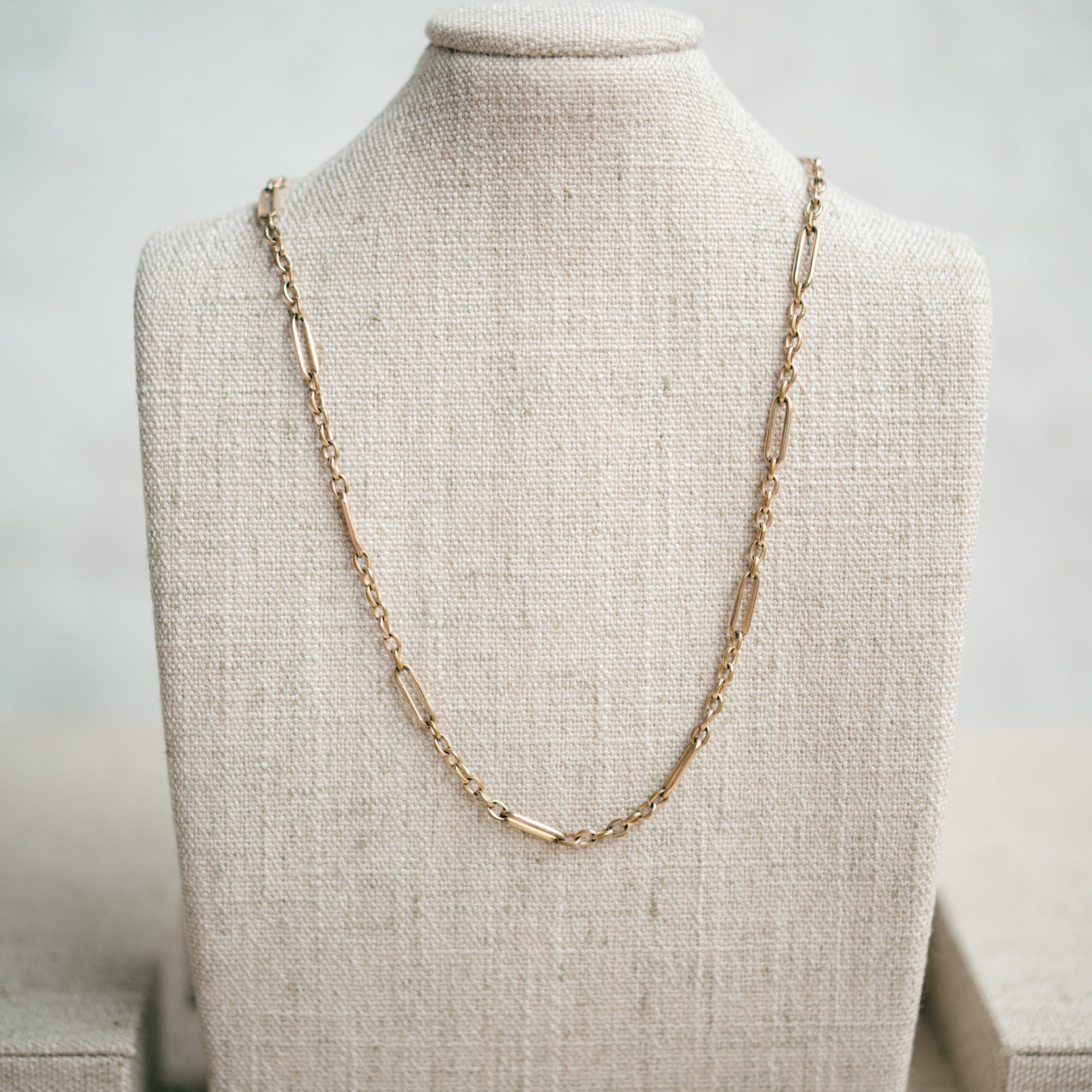 Victorian oval link watch chain with locket