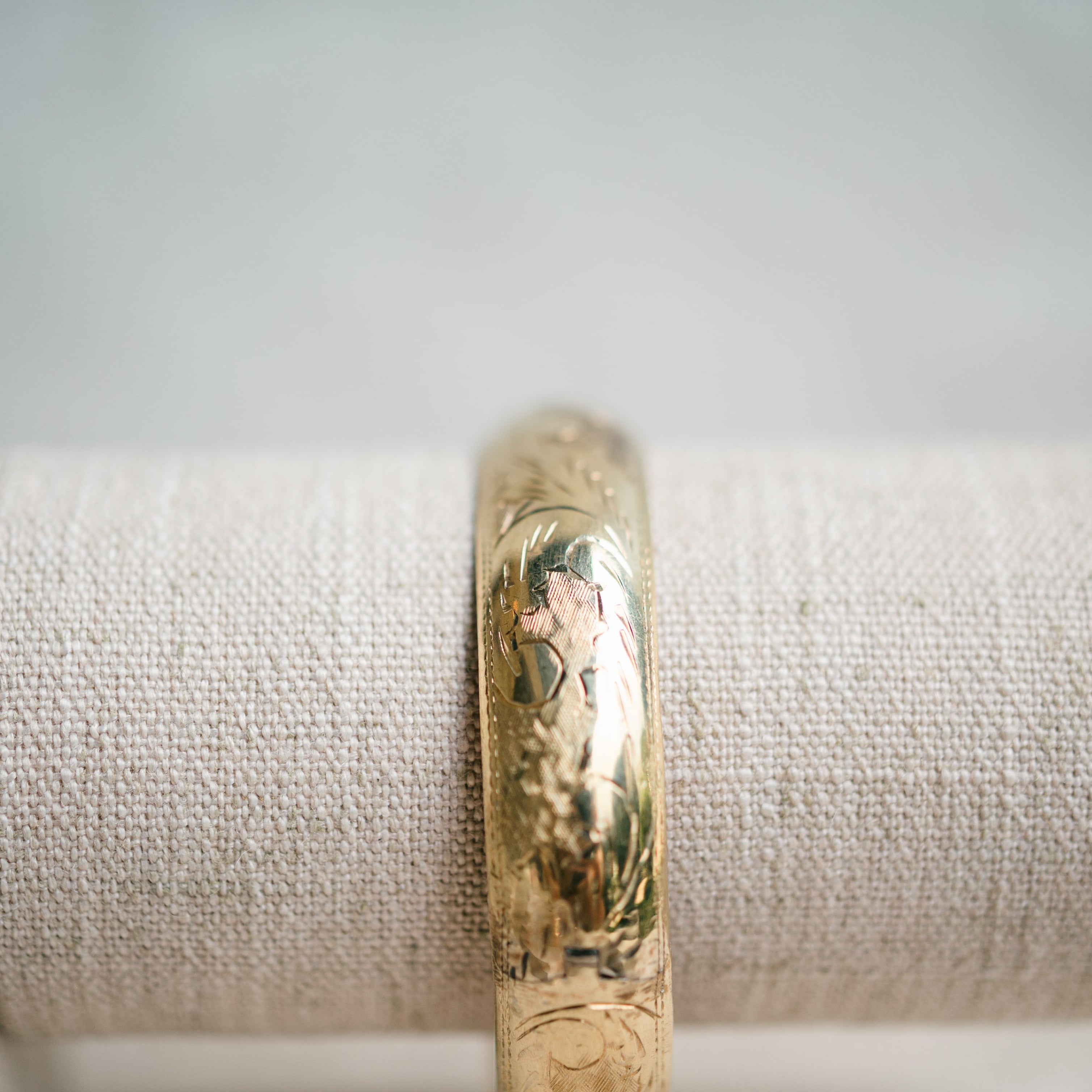 Victorian engraved bangle with safety chain