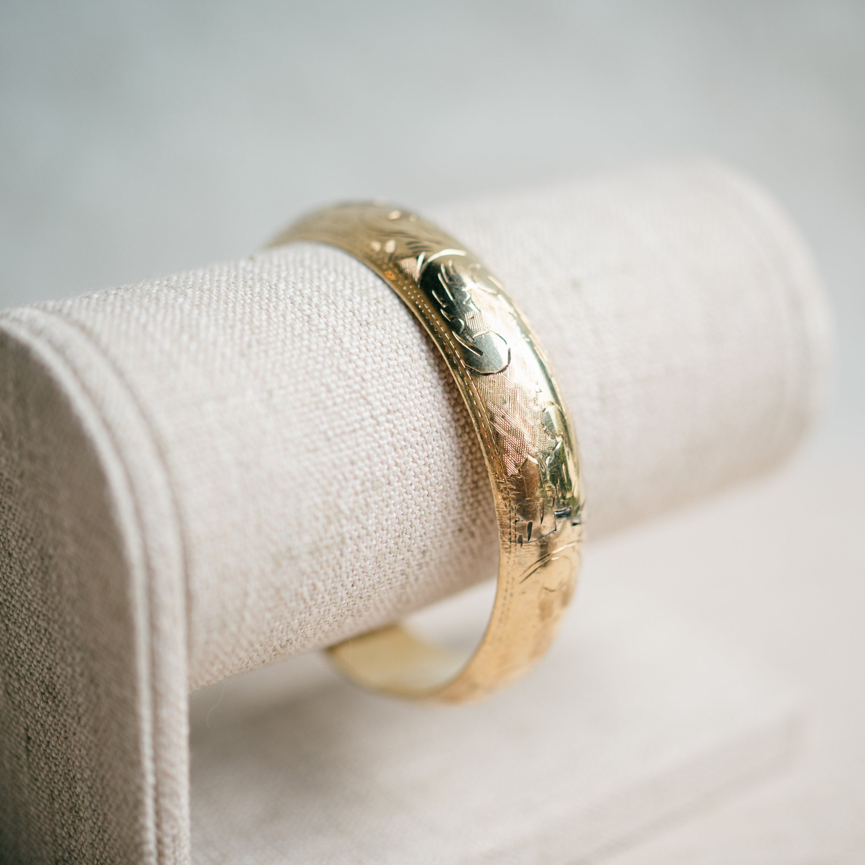 Victorian engraved bangle with safety chain