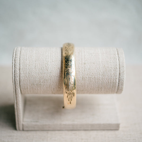 Victorian gold filled bangle flower engraving