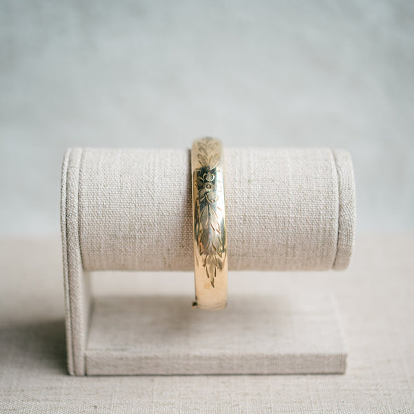 Victorian gold filled bangle flower engraving