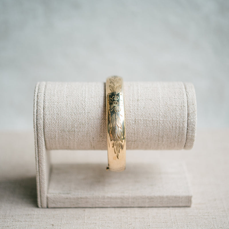 Victorian gold filled bangle flower engraving