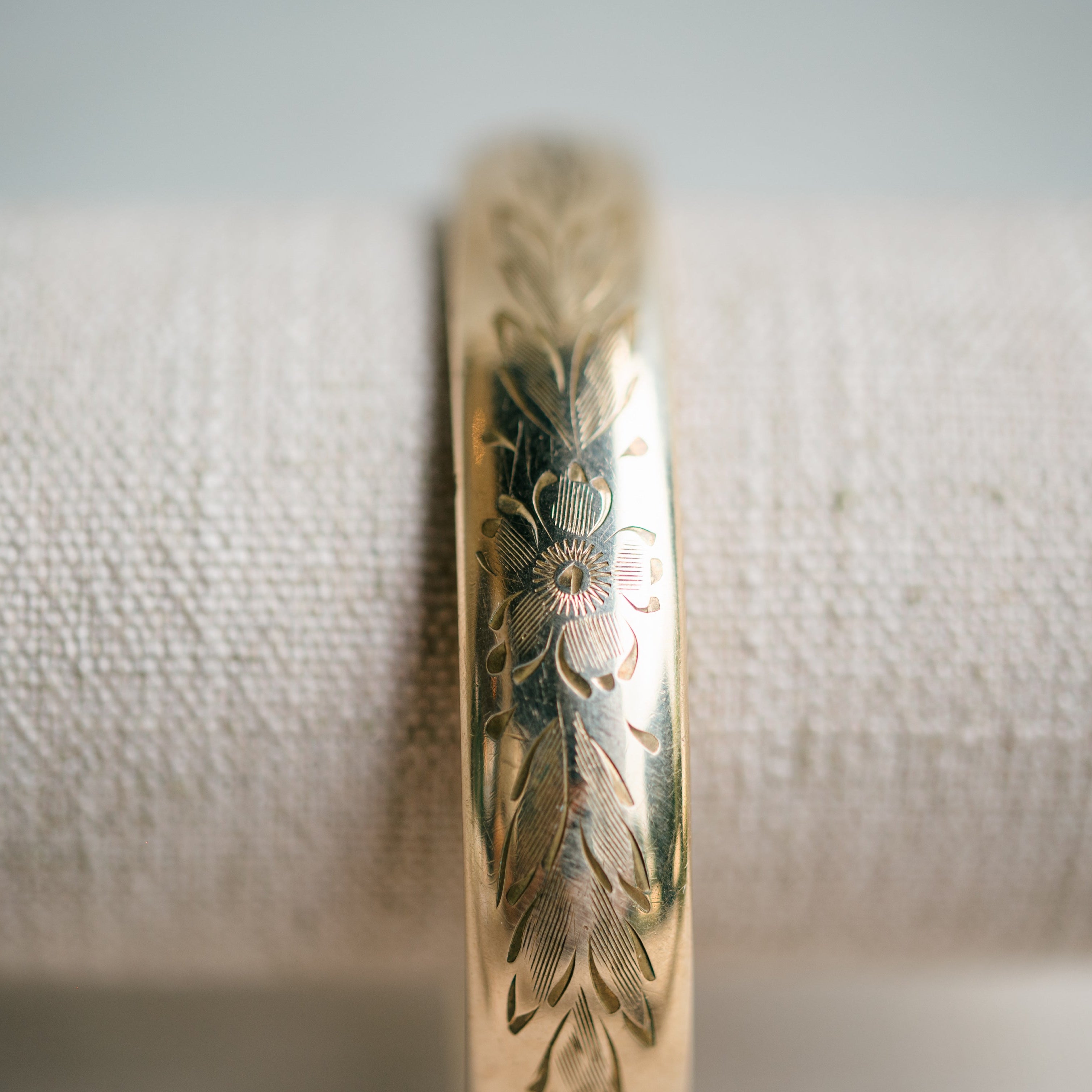 Victorian gold filled bangle flower engraving