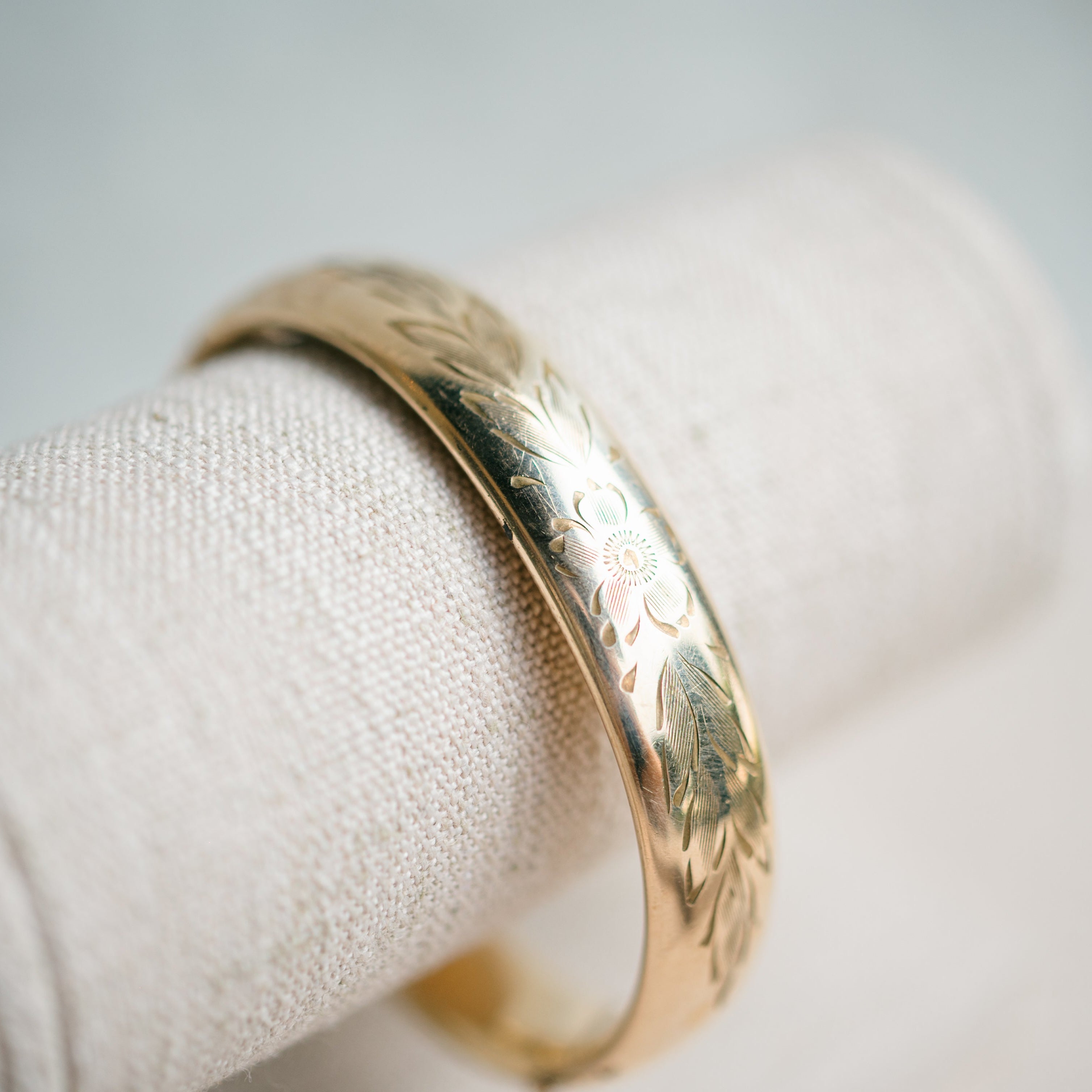 Victorian gold filled bangle flower engraving