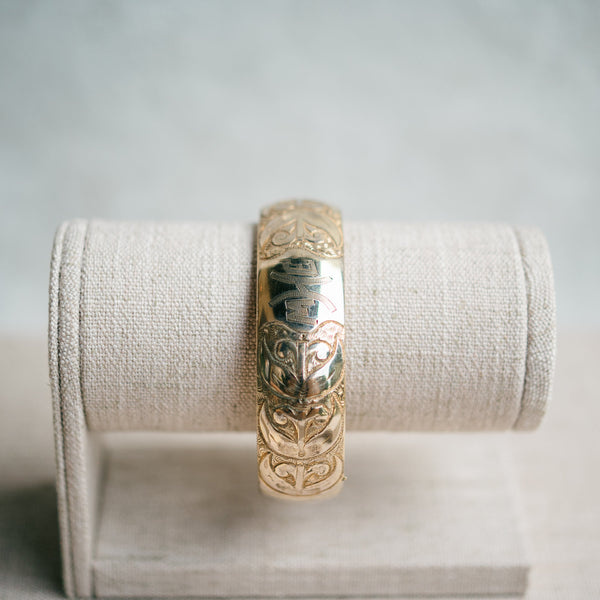 Victorian gold filled bangle with engraving and initals