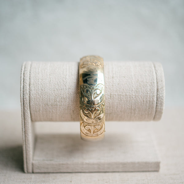 Victorian gold filled bangle with engraving and initals