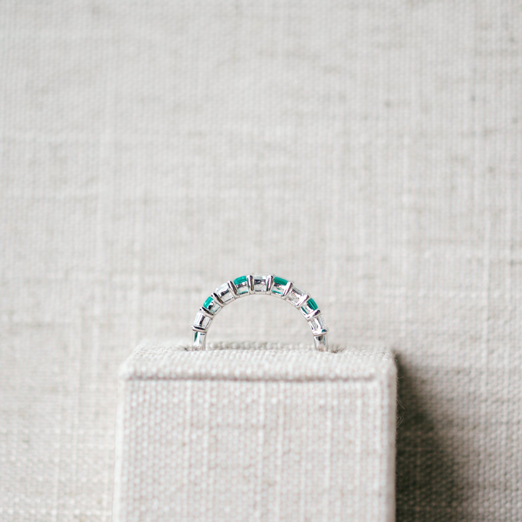 emerald and emerald cut diamond band