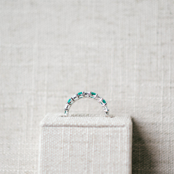 emerald and emerald cut diamond band