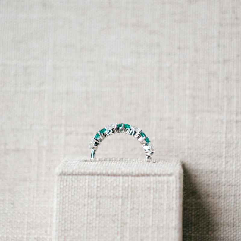 pear shaped emerald and diamond band