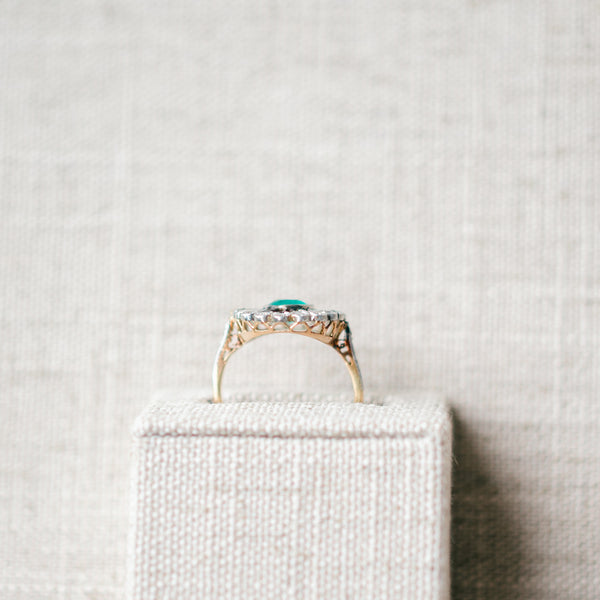 Antique Edwardian  colombian emerald and diamond ring