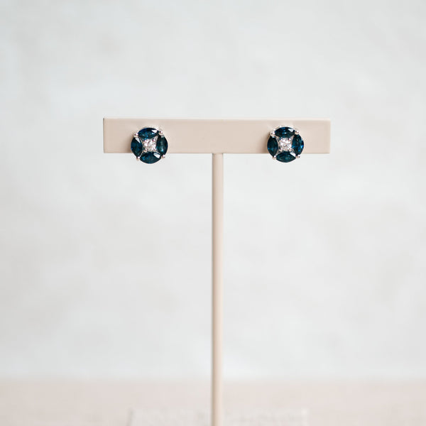 blue sapphire & diamond studs