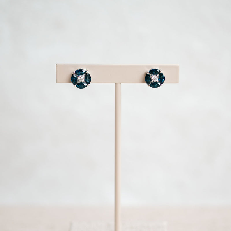blue sapphire & diamond studs