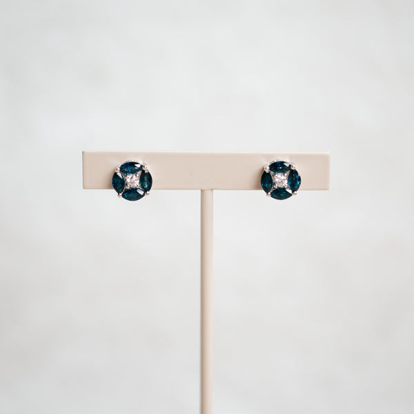 blue sapphire & diamond studs