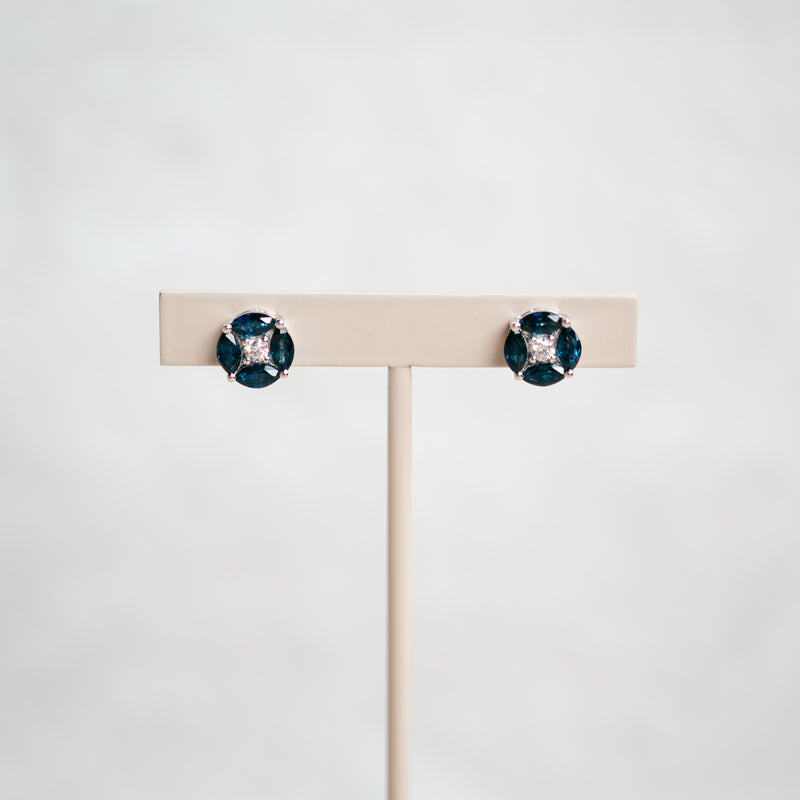 blue sapphire & diamond studs