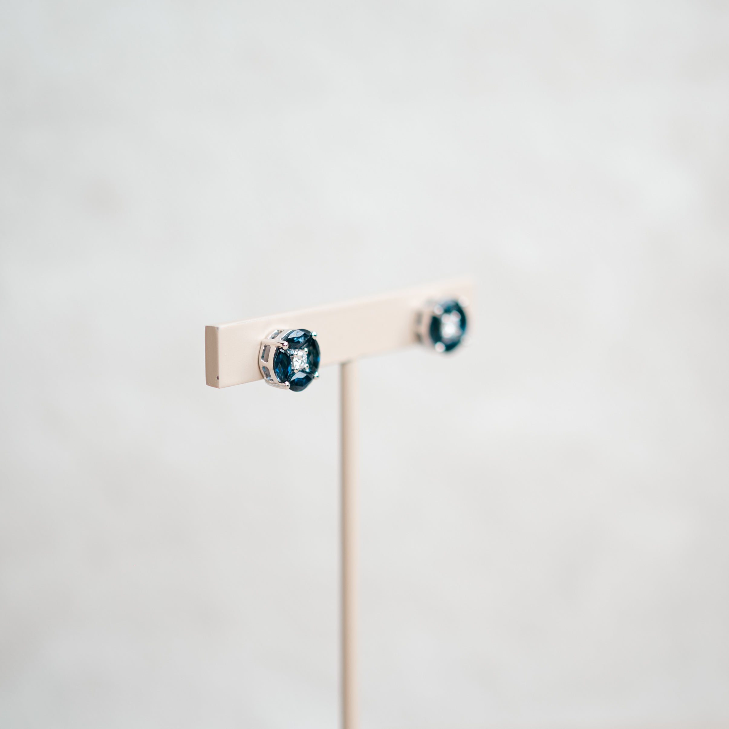 blue sapphire & diamond studs