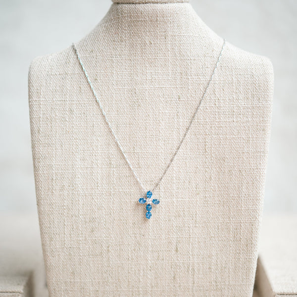 blue sapphire and diamond cross