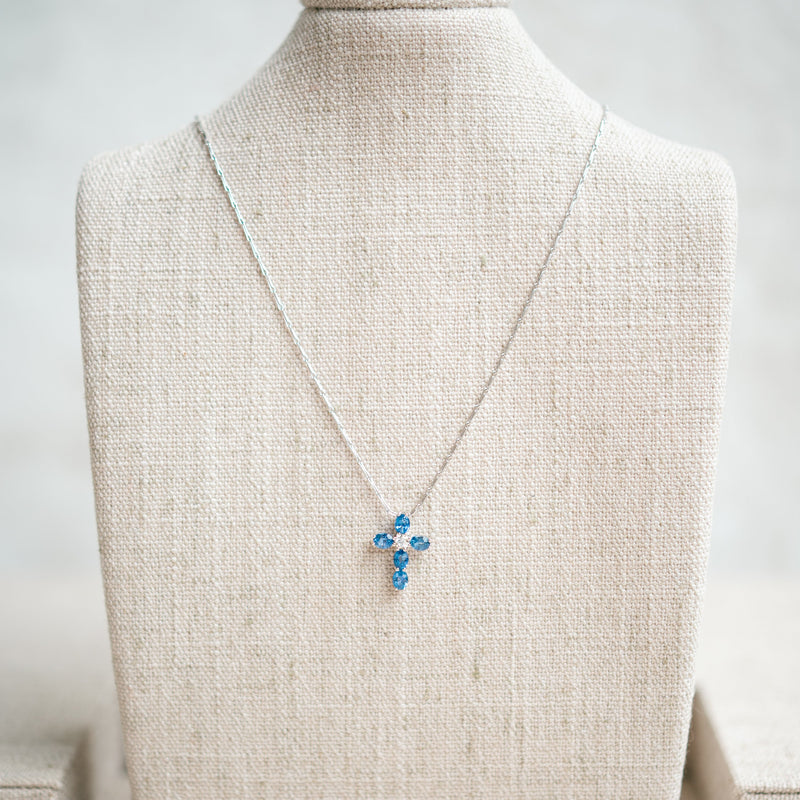 blue sapphire and diamond cross