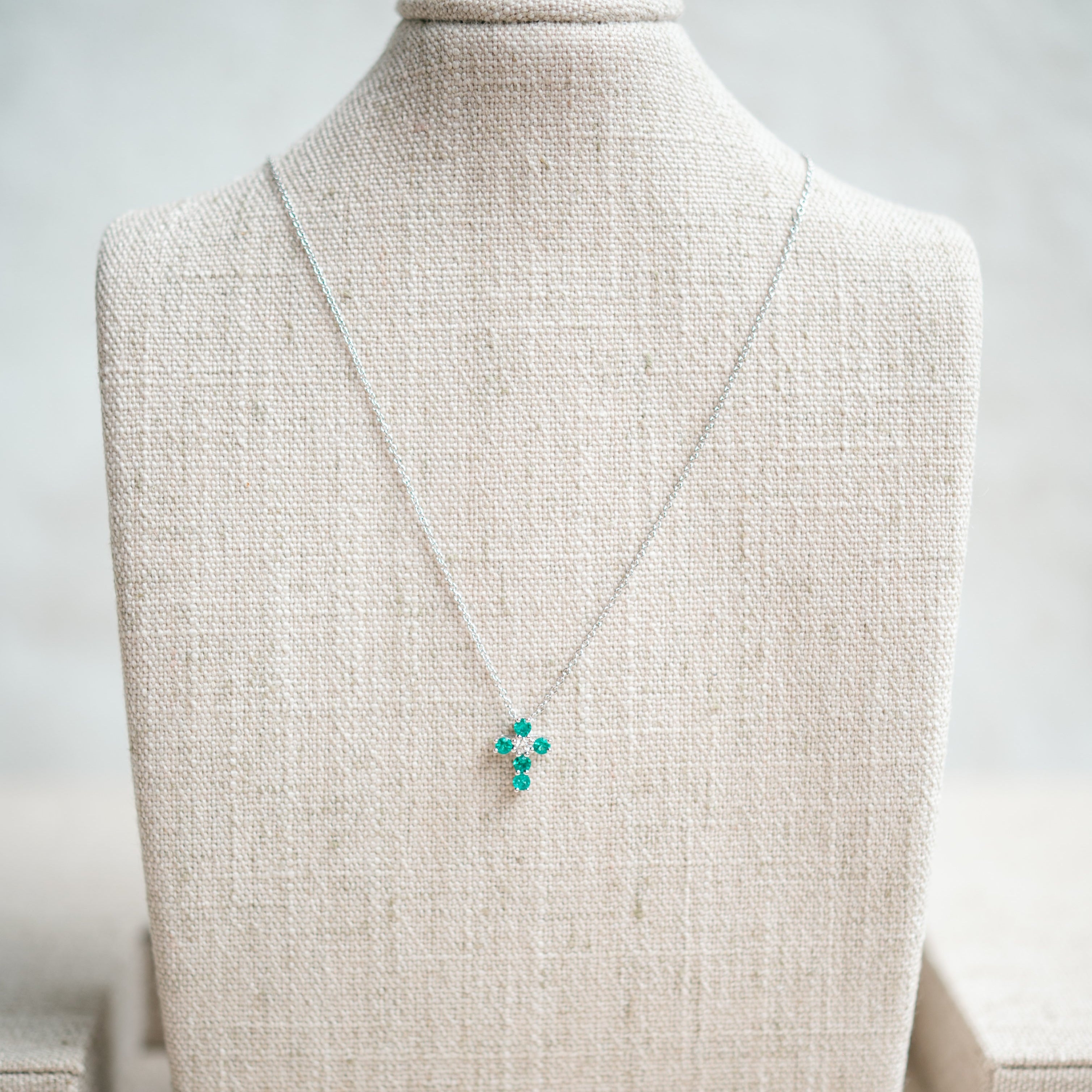petite emerald and diamond cross