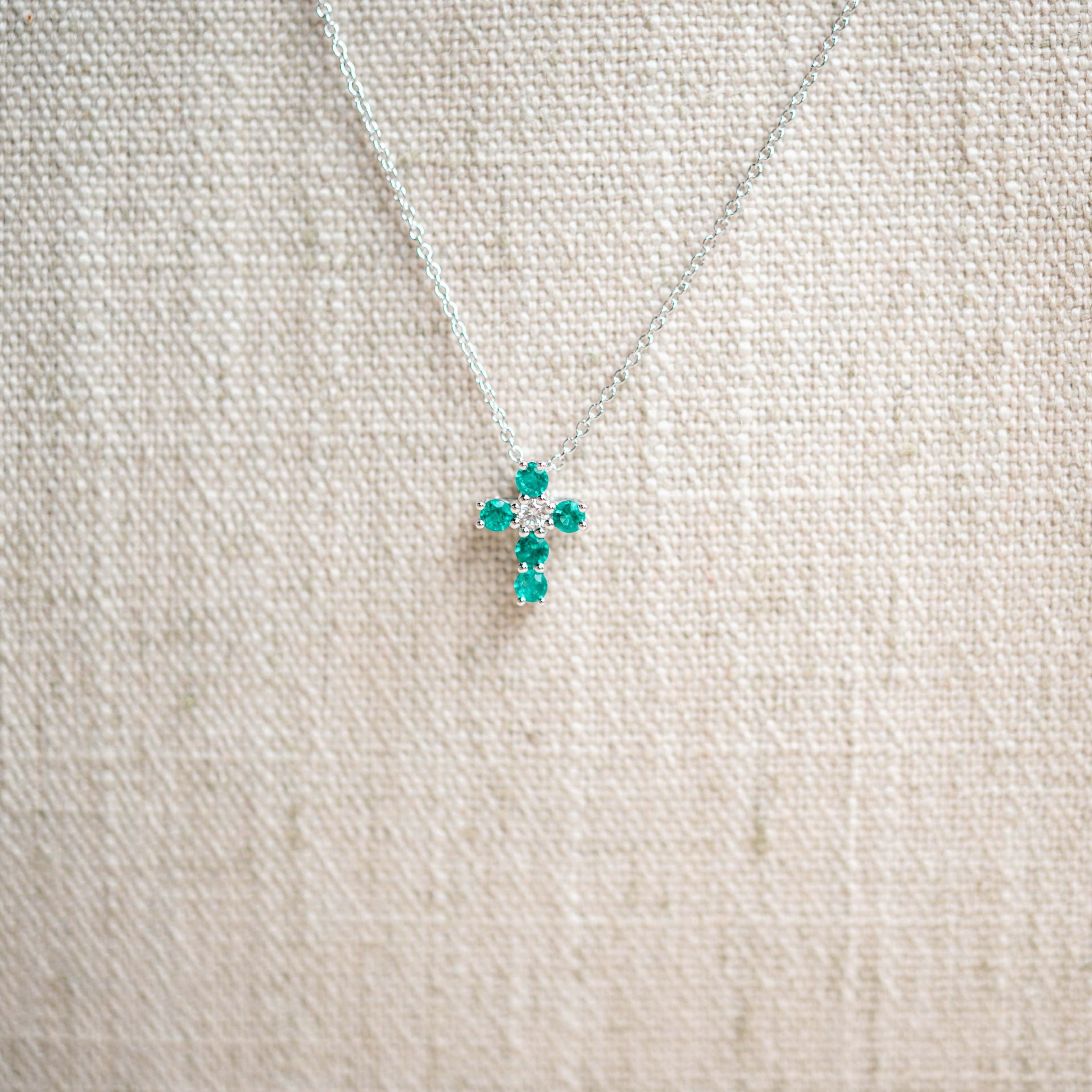 petite emerald and diamond cross