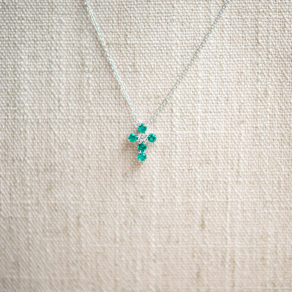 petite emerald and diamond cross