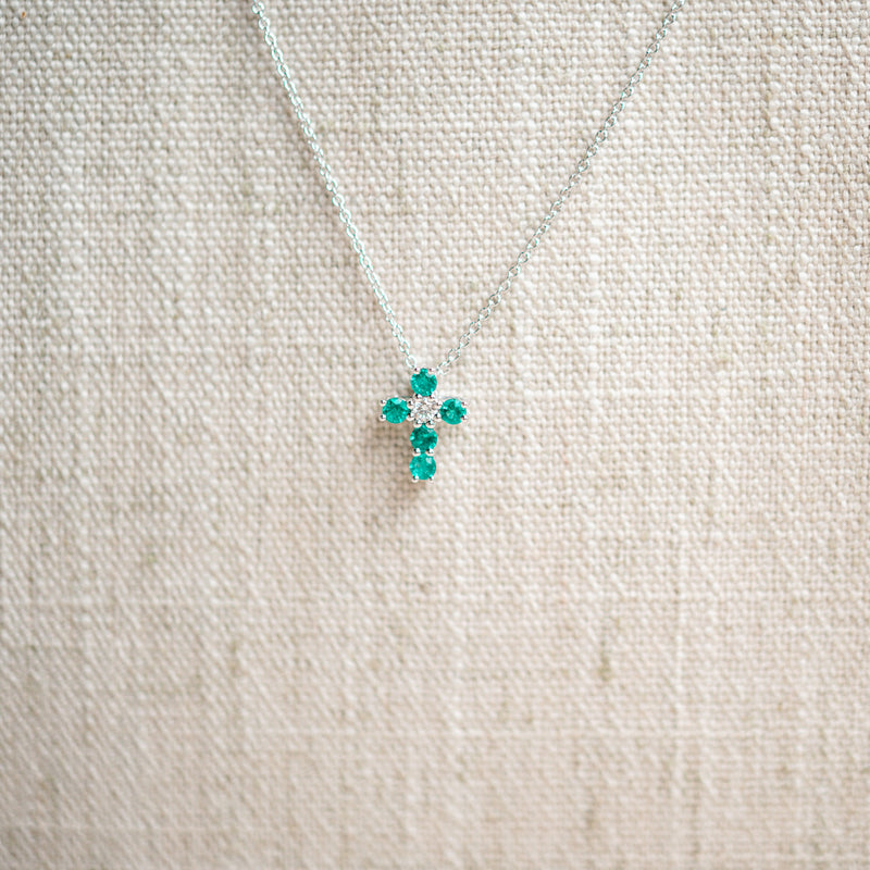 petite emerald and diamond cross