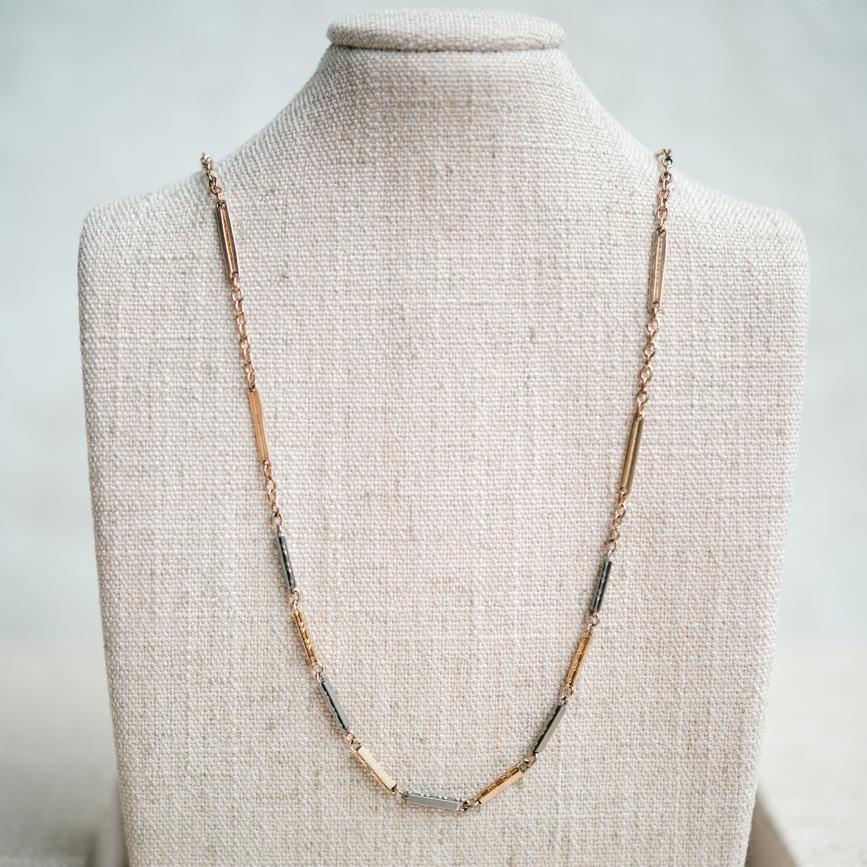Victorian gold filled bar link chain and locket