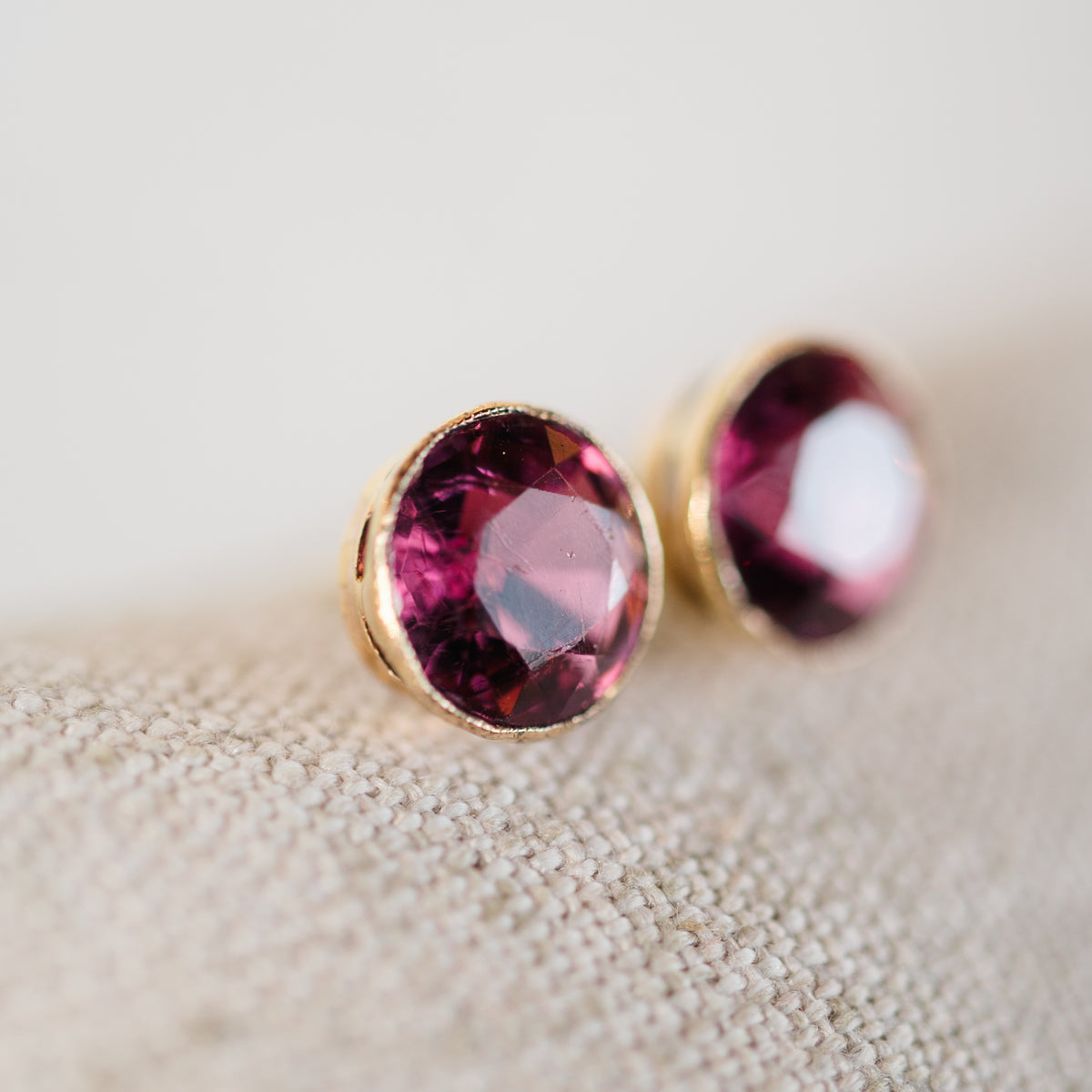 Pink Tourmaline Vintage Studs