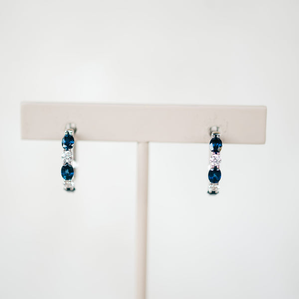 oval sapphire and diamond hoops