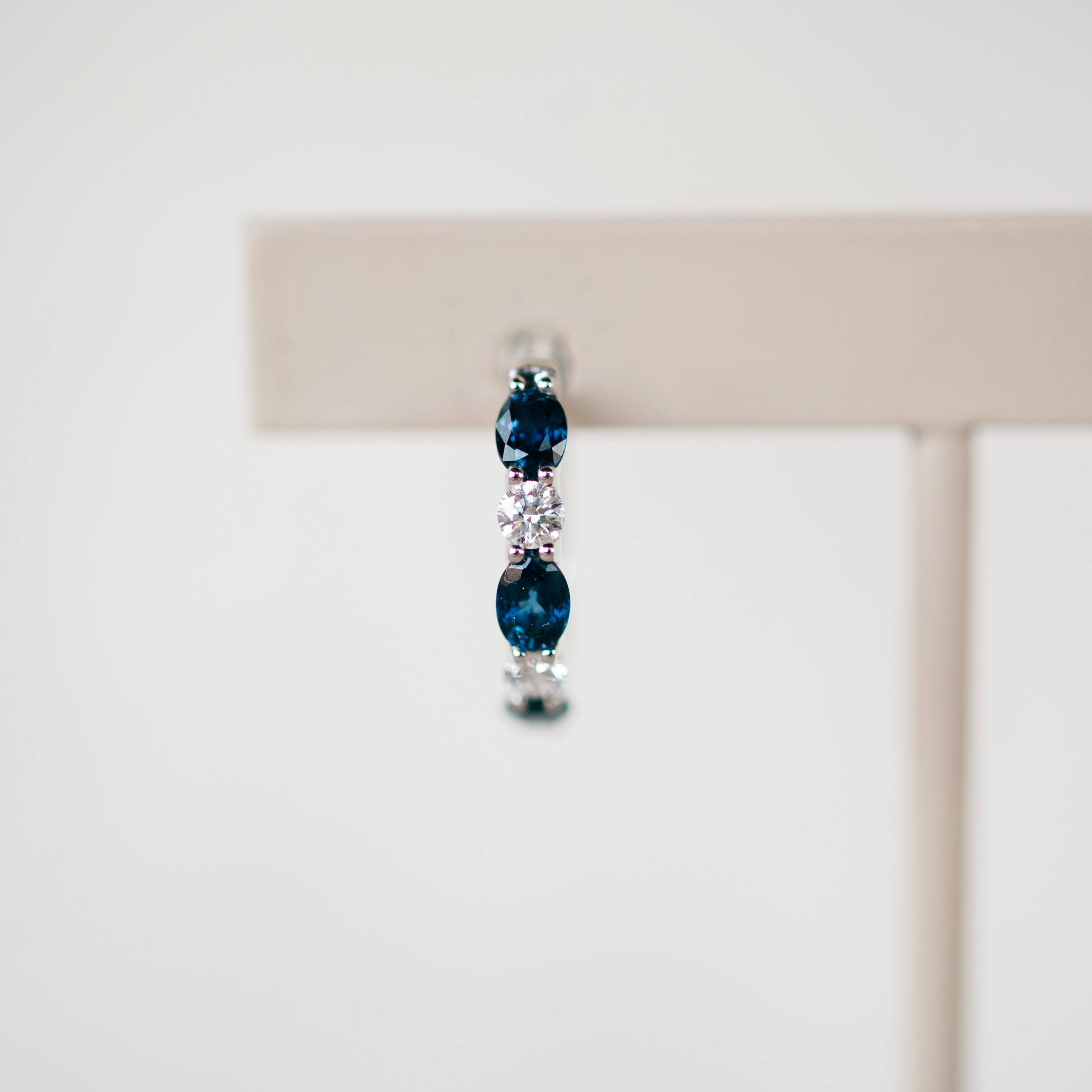 oval sapphire and diamond hoops