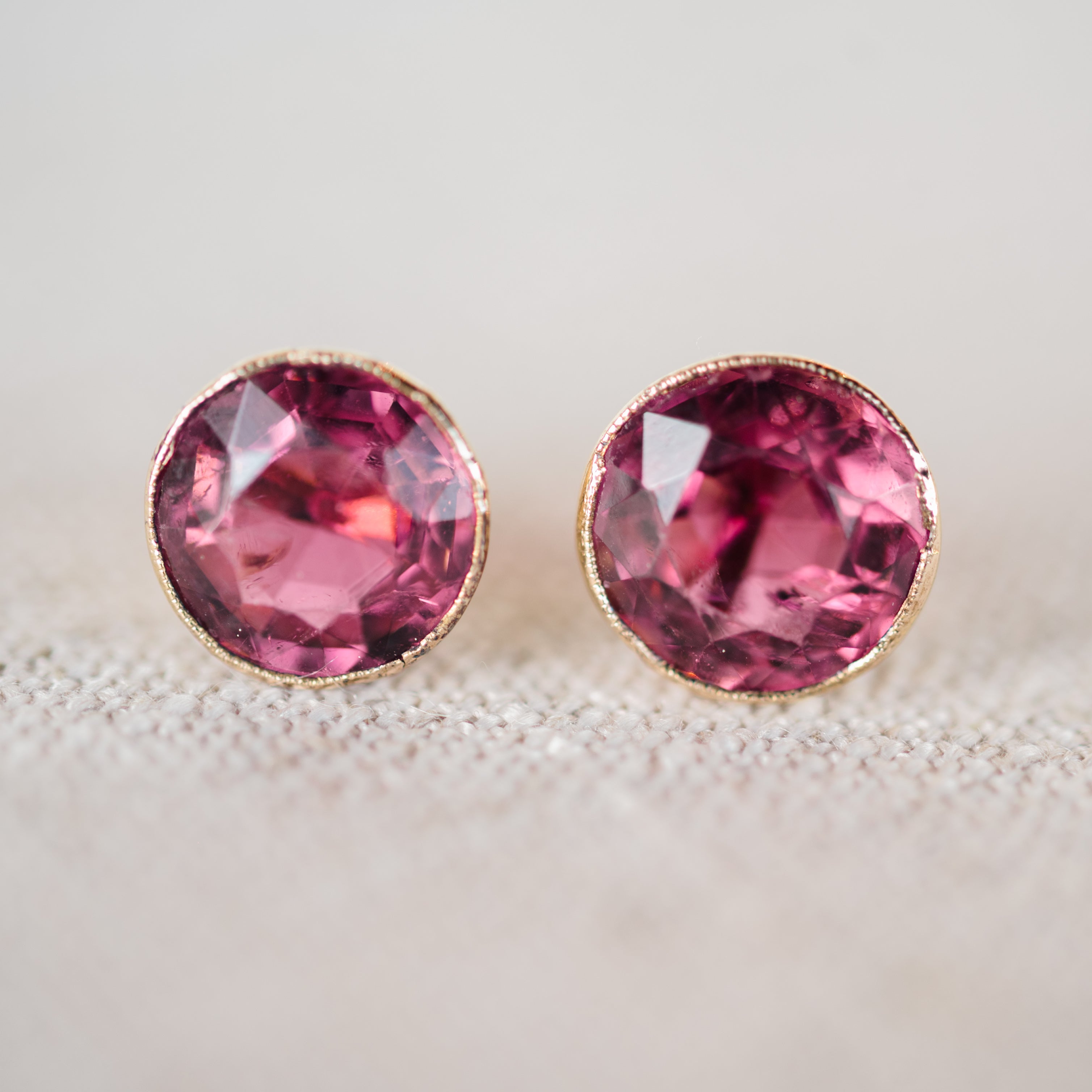 Pink Tourmaline Vintage Studs