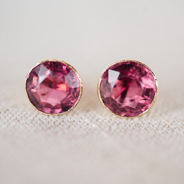 Pink Tourmaline Vintage Studs
