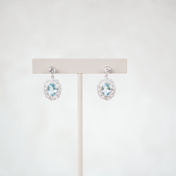 vintage inspired aquamarine and diamond earrings