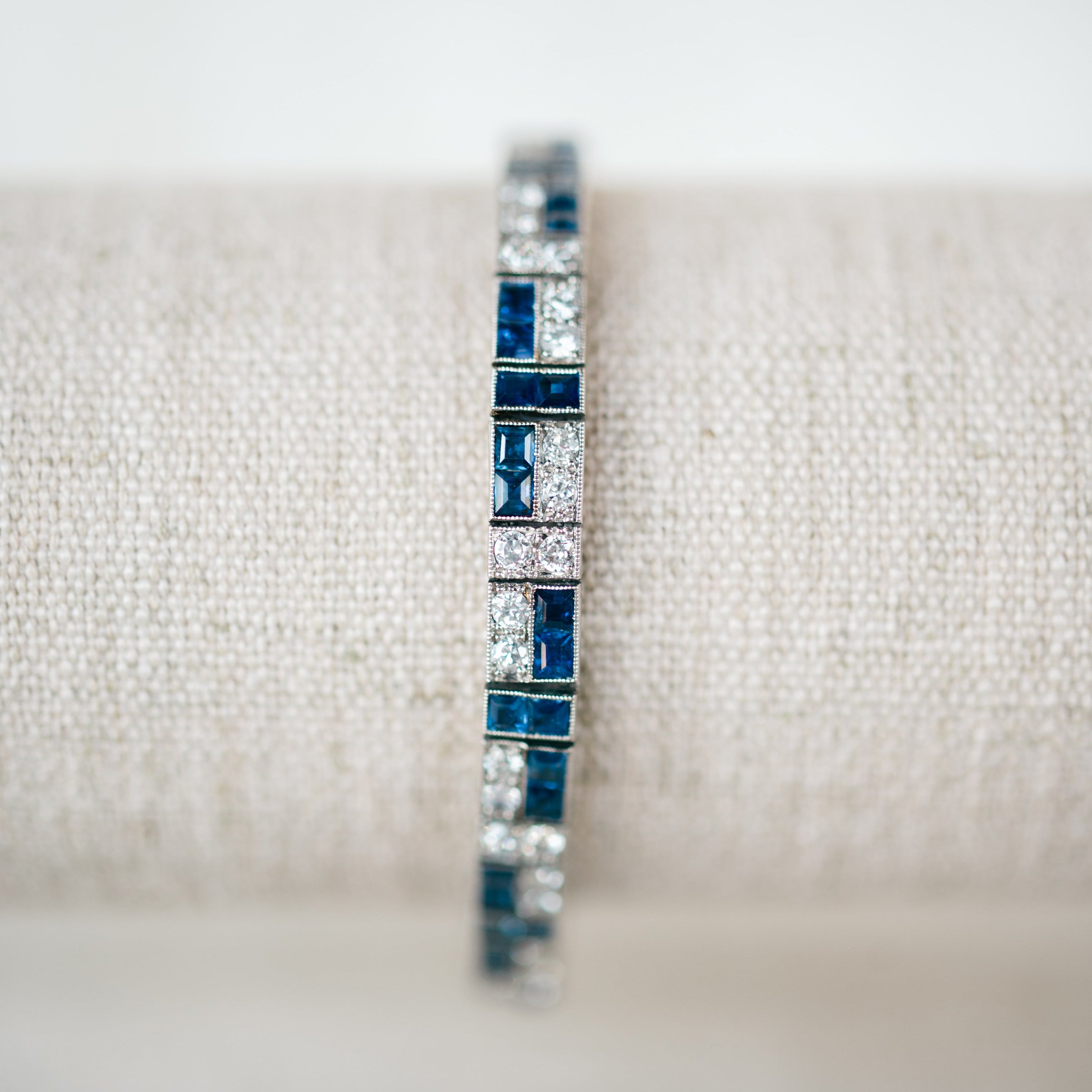 Antique Diamond and Sapphire Tennis Bracelet