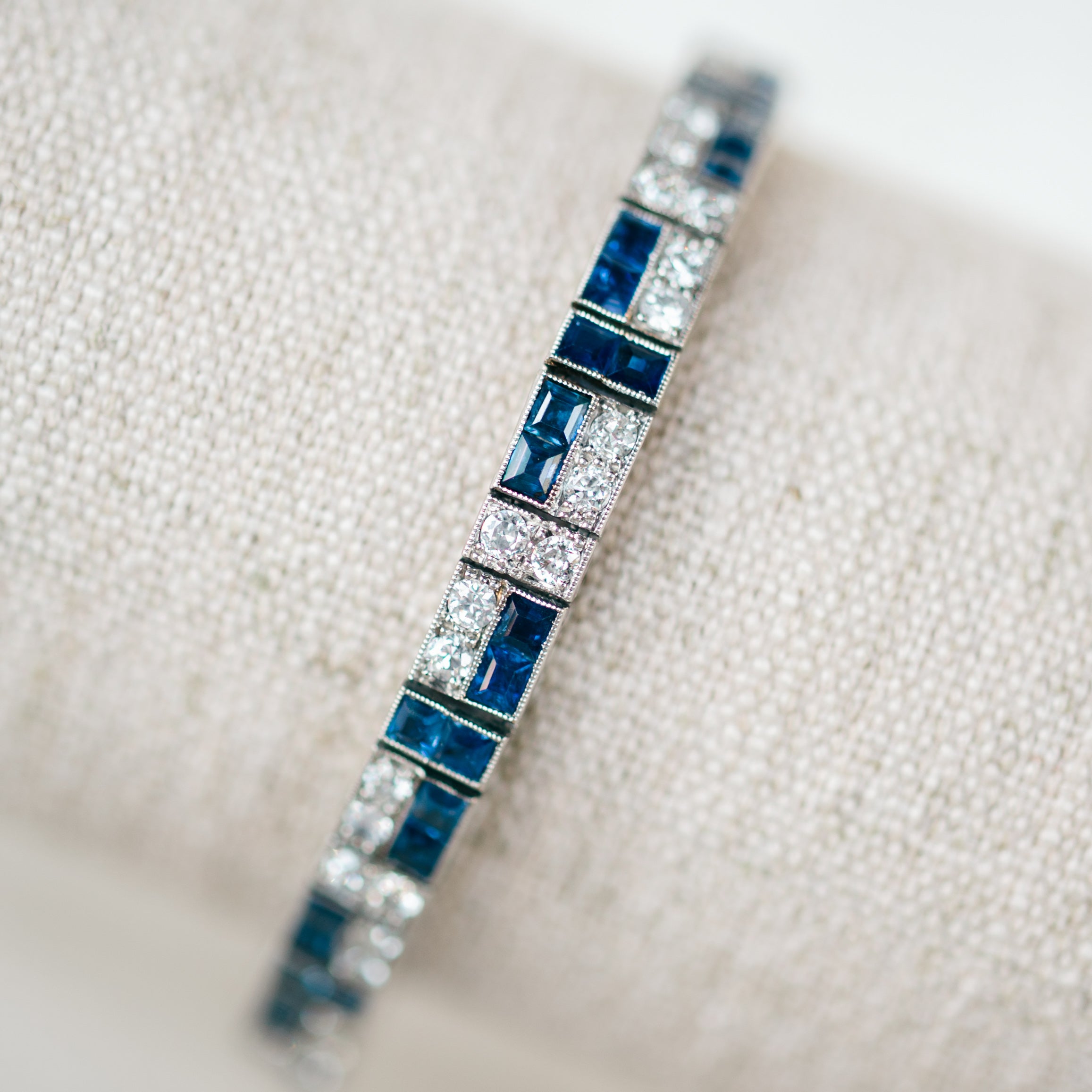 Antique Diamond and Sapphire Tennis Bracelet