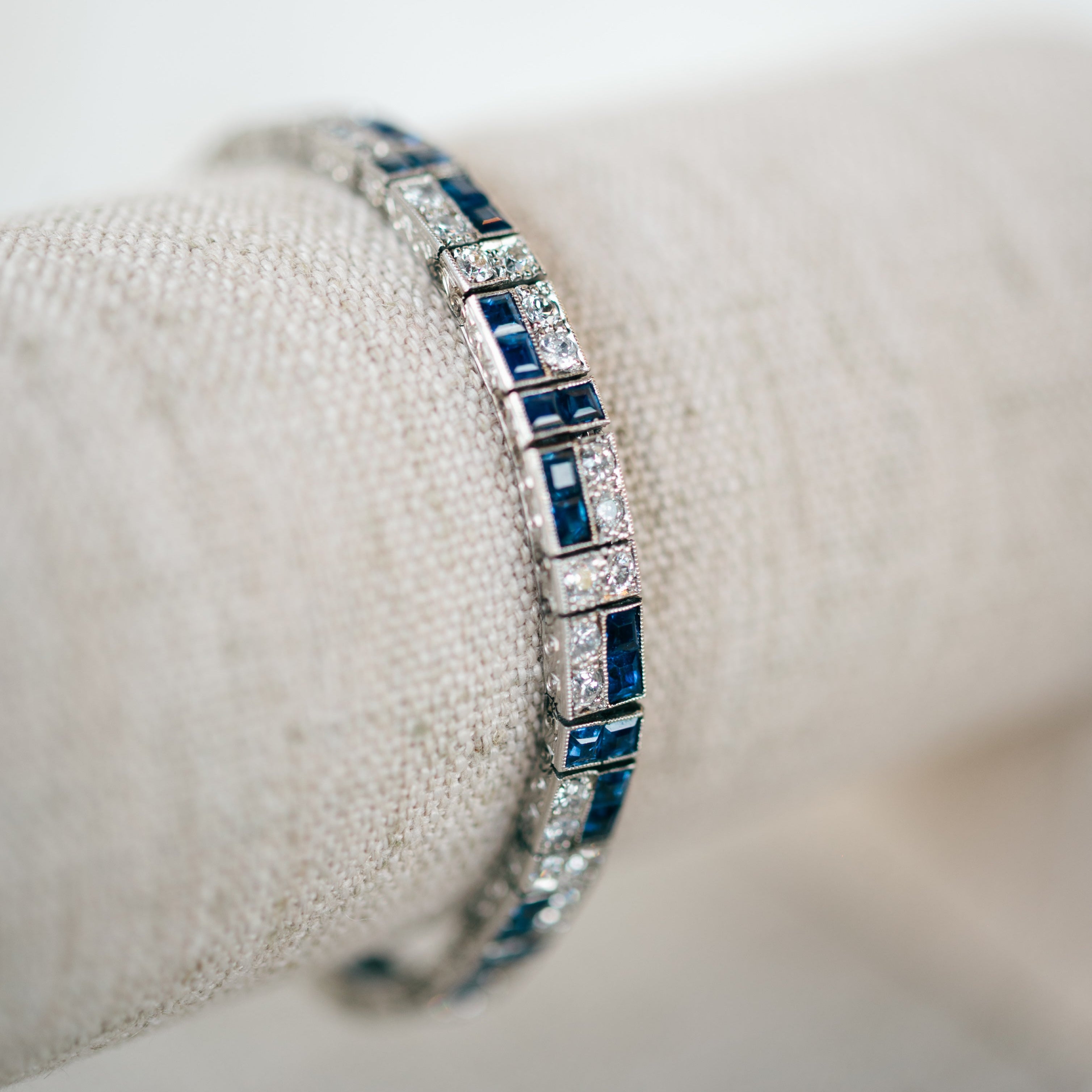 Antique Diamond and Sapphire Tennis Bracelet