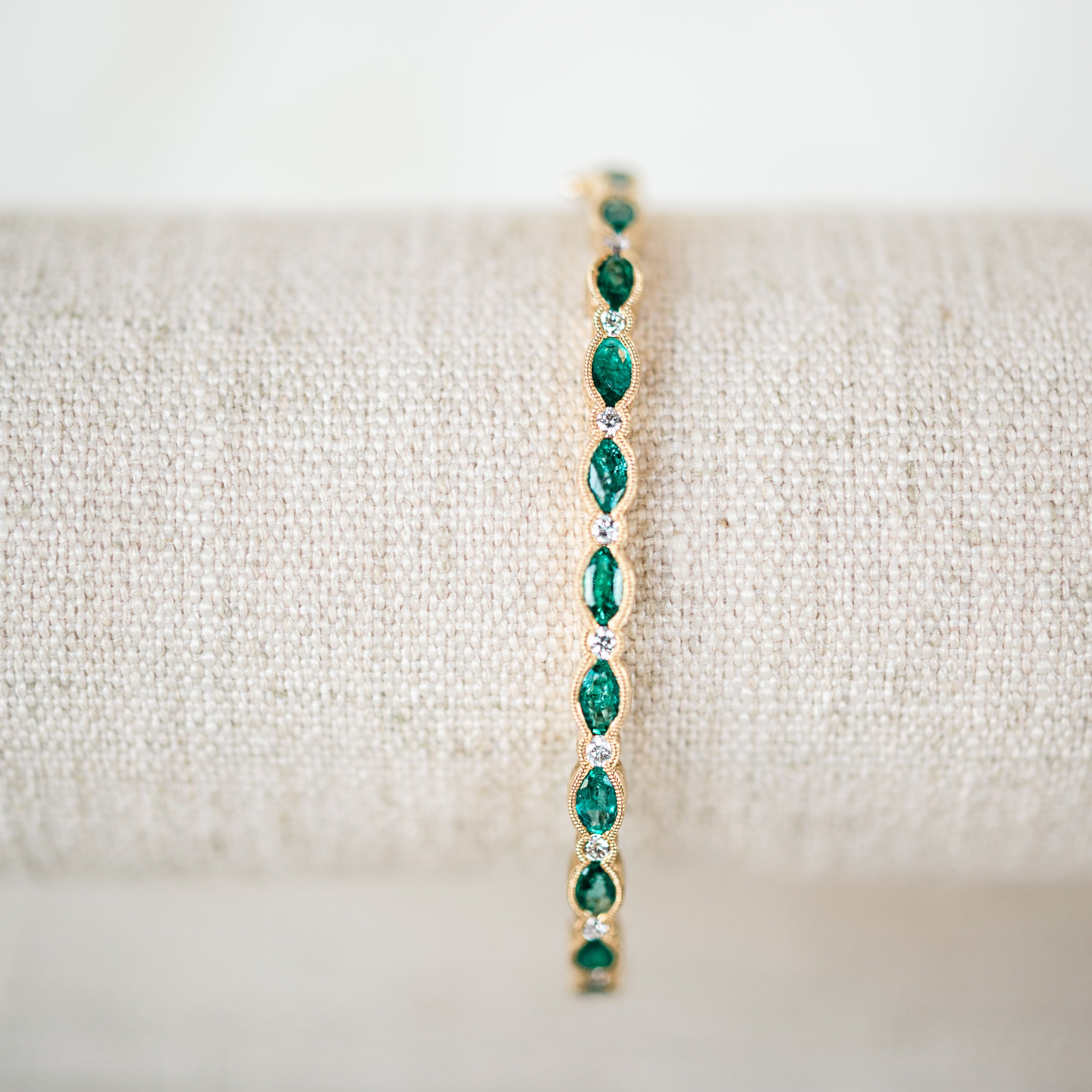 marquise emerald and diamond bangle