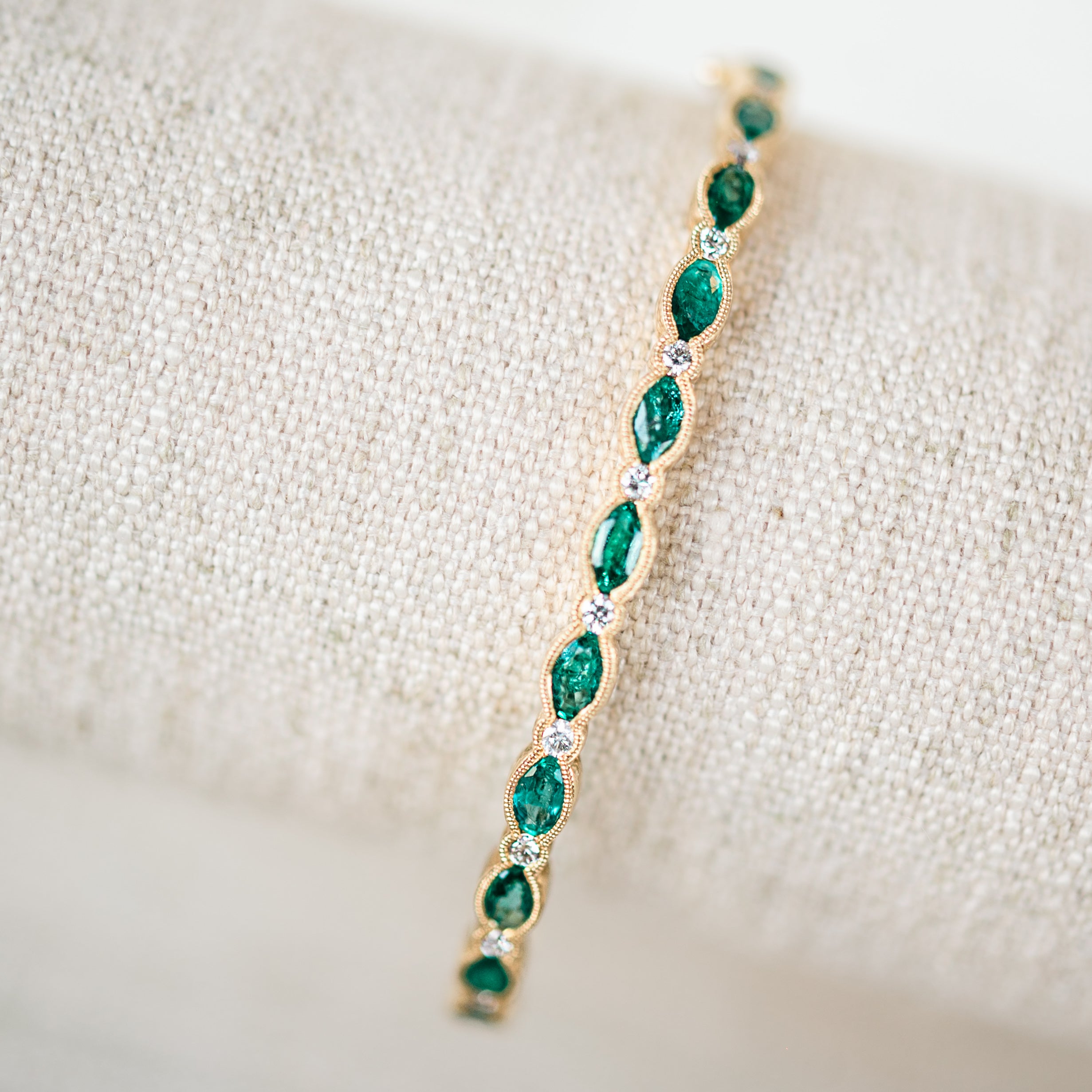 marquise emerald and diamond bangle