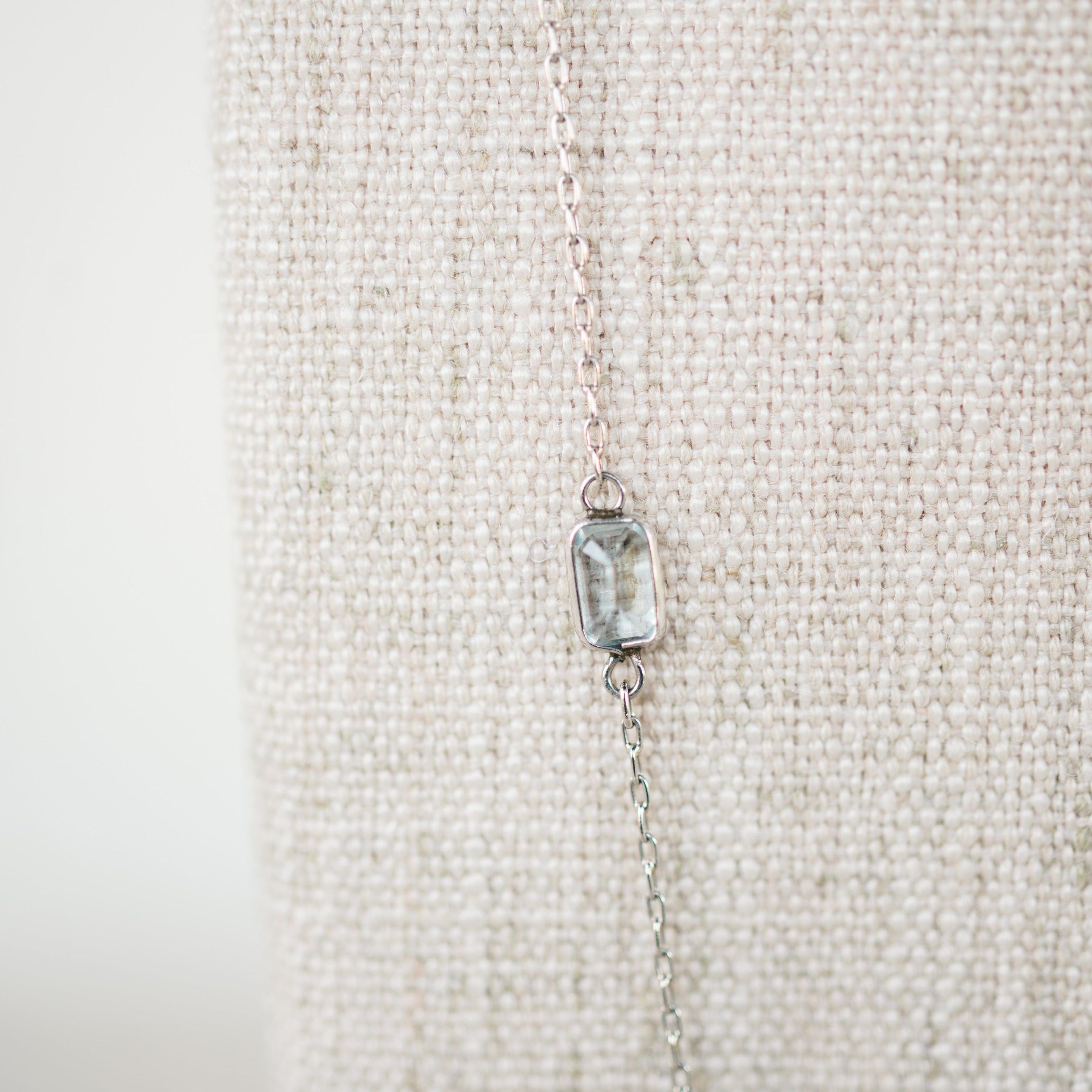 Platinum Aquamarine Station Necklace